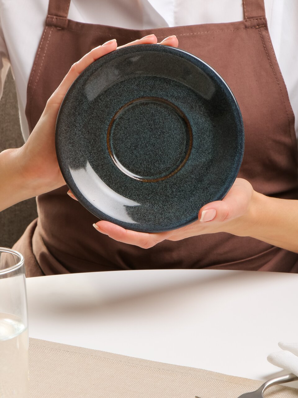 Блюдце фарфор, 15.7 см, Индиго, Daniks, 15БЛ15701