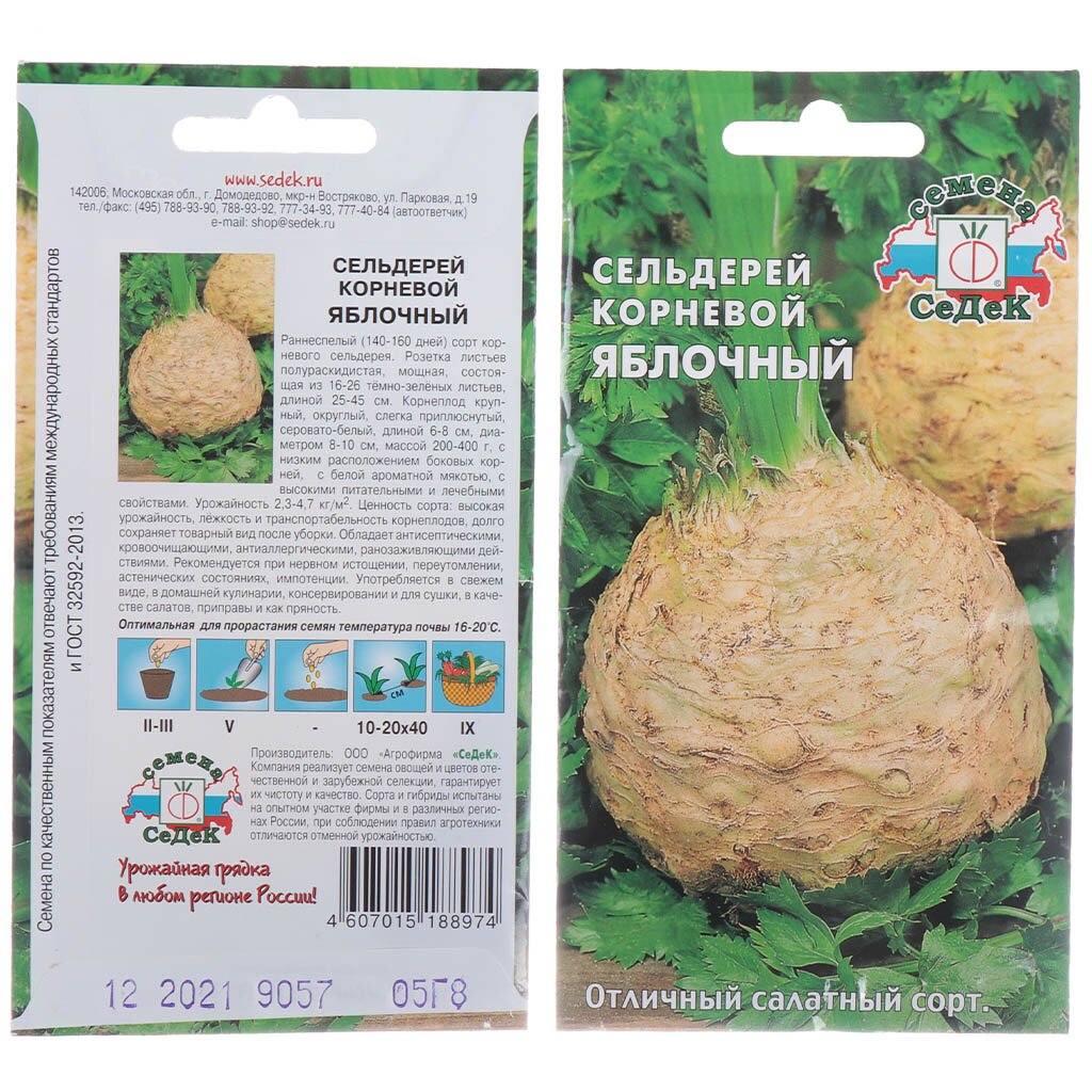 Семена Сельдерей корневой, Яблочный, 0.5 г, цветная упаковка, Седек