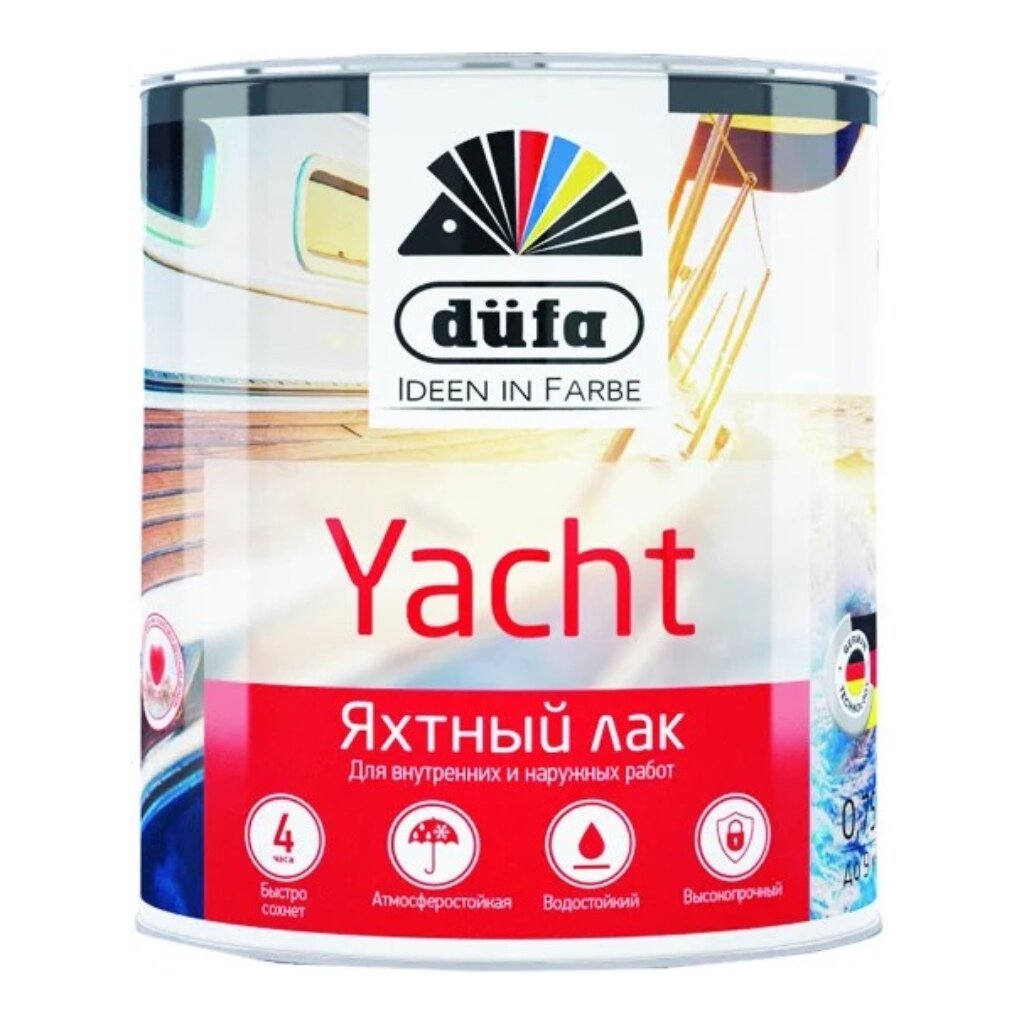 Лак Dufa, Retail Yacht, яхтный, матовый, алкидно-уретановый, для внутренних и наружных работ, 2.5 л