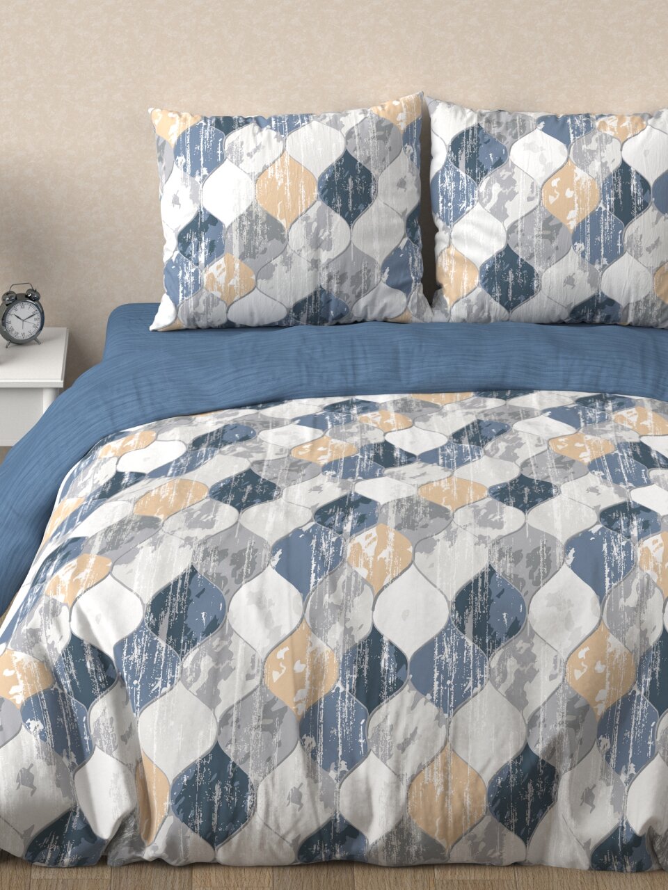 Постельное белье 2-спальное, простыня 215х220 см, 2 наволочки 70х70 см, пододеяльник 175х215 см, Bravo, поплин, Таллер