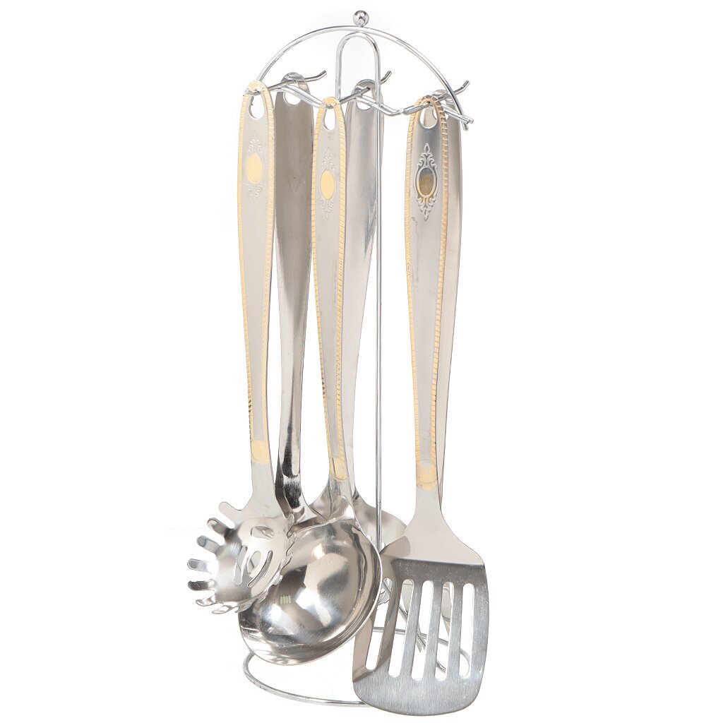 Набор кухонных принадлежностей 7 предметов, нержавеющая сталь, на подставке, Y3-1216/320664