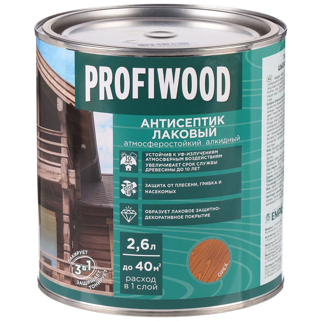 Антисептик Profiwood, для дерева, лаковый, орех, 2.4 кг антисептик для бань и саун neomid 200 1 л концентрат 1 5