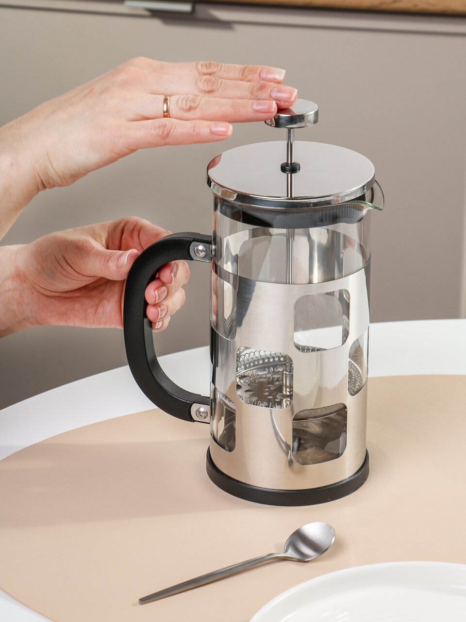 Френч-пресс 1 л, стекло, нержавеющая сталь, Apollo, genio Domine, DMN-100