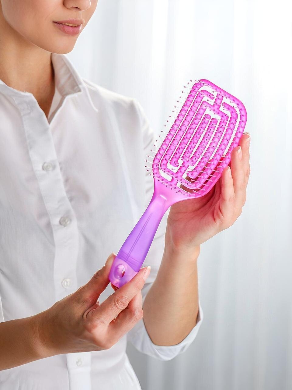 Расческа для волос, изогнутая большая, 80х260х35 мм, Studio style, Неон, 844169-4572