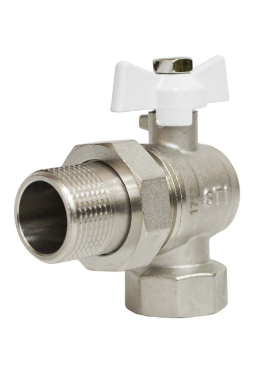 Кран для воды, 3/4&amp;quot;, латунь, угловой, ручка-бабочка, с американкой, STI