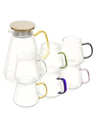 Набор для сока стекло, 7 предметов, кувшин 1800 мл + 6 кружек 350 мл, Y4-5334