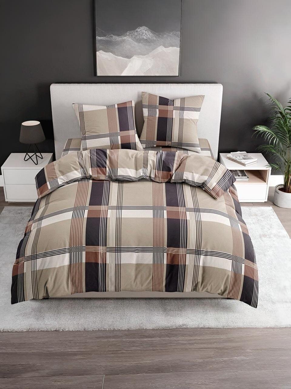 Постельное белье 2-спальное, простыня 215х220 см, 2 наволочки 70х70 см, пододеяльник 175х215 см, Bravo, поплин, Отон