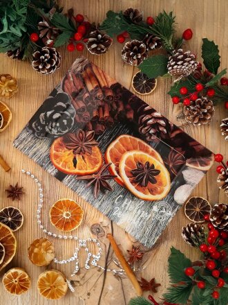 Тарелка десертная, стекло, 20х30 см, прямоугольная, С Новым Годом, Daniks