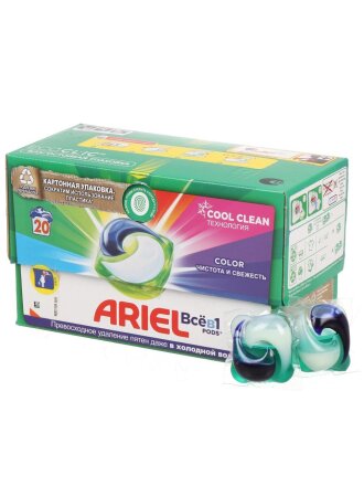 Капсулы для стирки Ariel, Capsules Color, для цветного белья, 20 шт, капсула 19.5 г