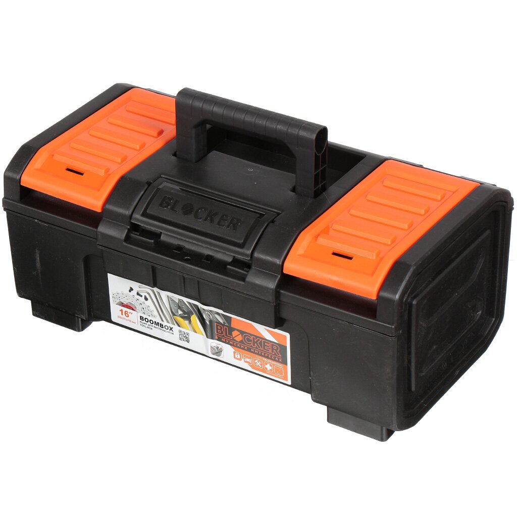 Ящик для инструментов, 16 '', пластик, Blocker, Boombox, пластиковый замок, черный, оранжевый, BR3940