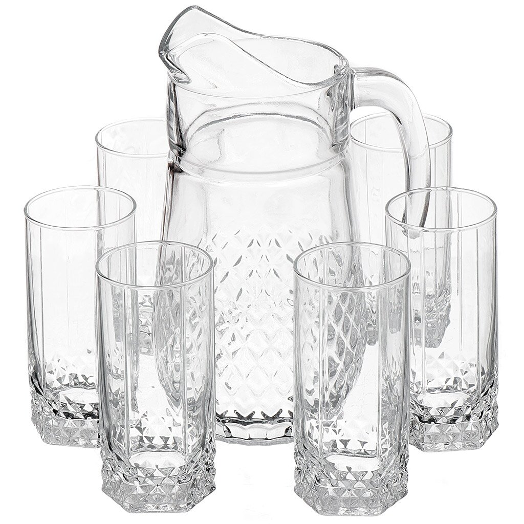 Набор для сока стекло, 7 предметов, Pasabahce, Вальс, 97675 набор стаканов для пива 4 шт на подставке стекло дерево noble tree