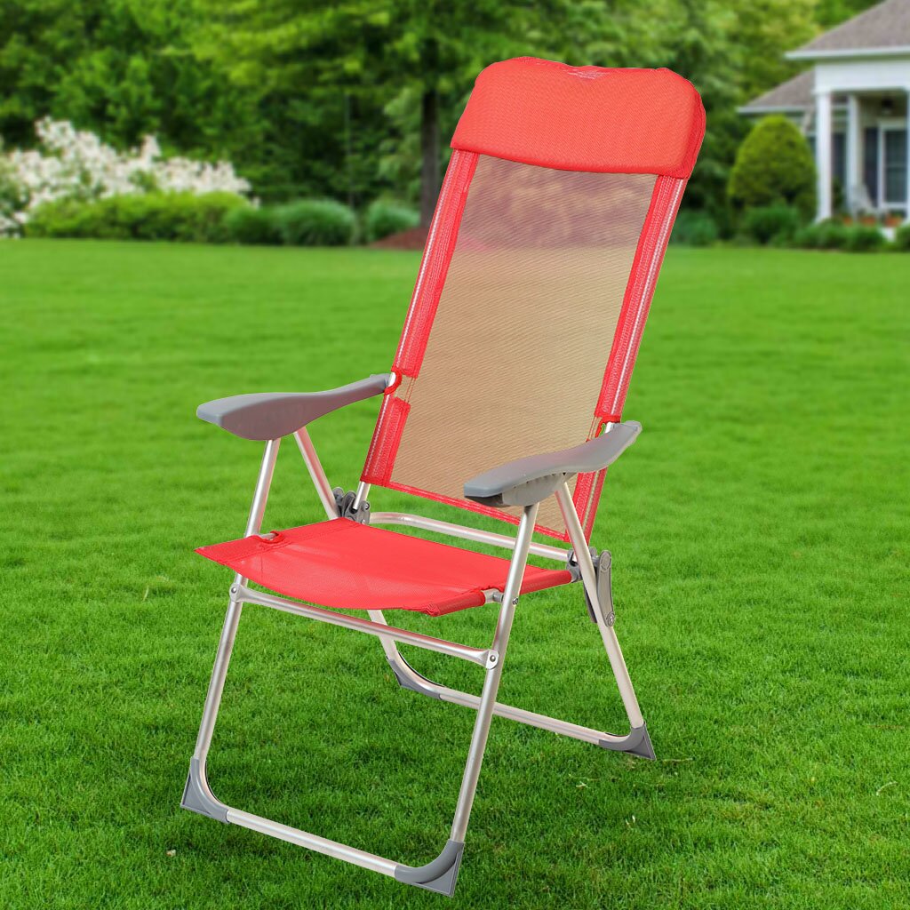 Кресло складное пляжное 60х60х112 см, красное, сетка, 100 кг, Green Days, YTBC048-3 москитная сетка на дверь green apple