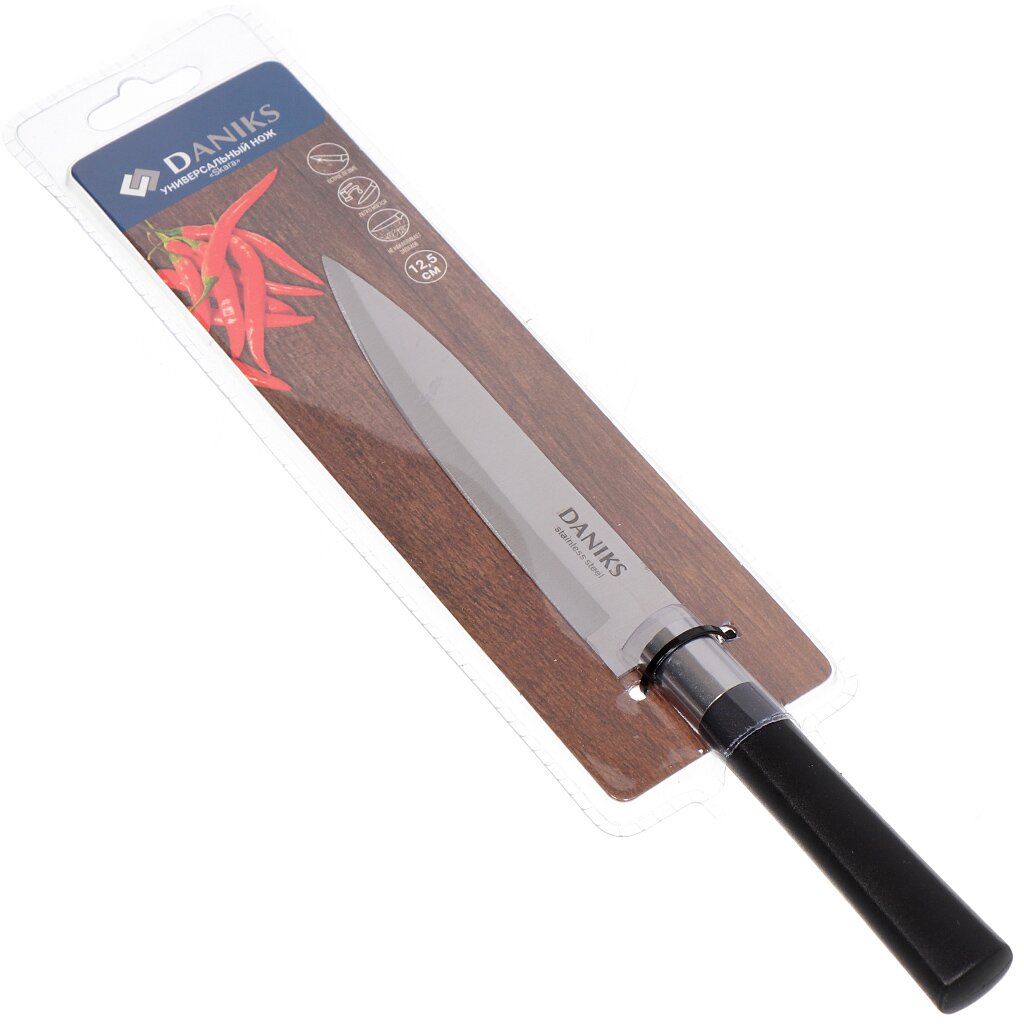 Нож кухонный Daniks, Скара, универсальный, нержавеющая сталь, 12.5 см, рукоятка пластик, YW-A341-UT универсальный кухонный нож ladina