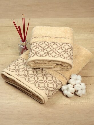 Полотенце банное 50х90 см, 100% хлопок, 550 г/м2, Фелиция, Barkas, латте, Узбекистан