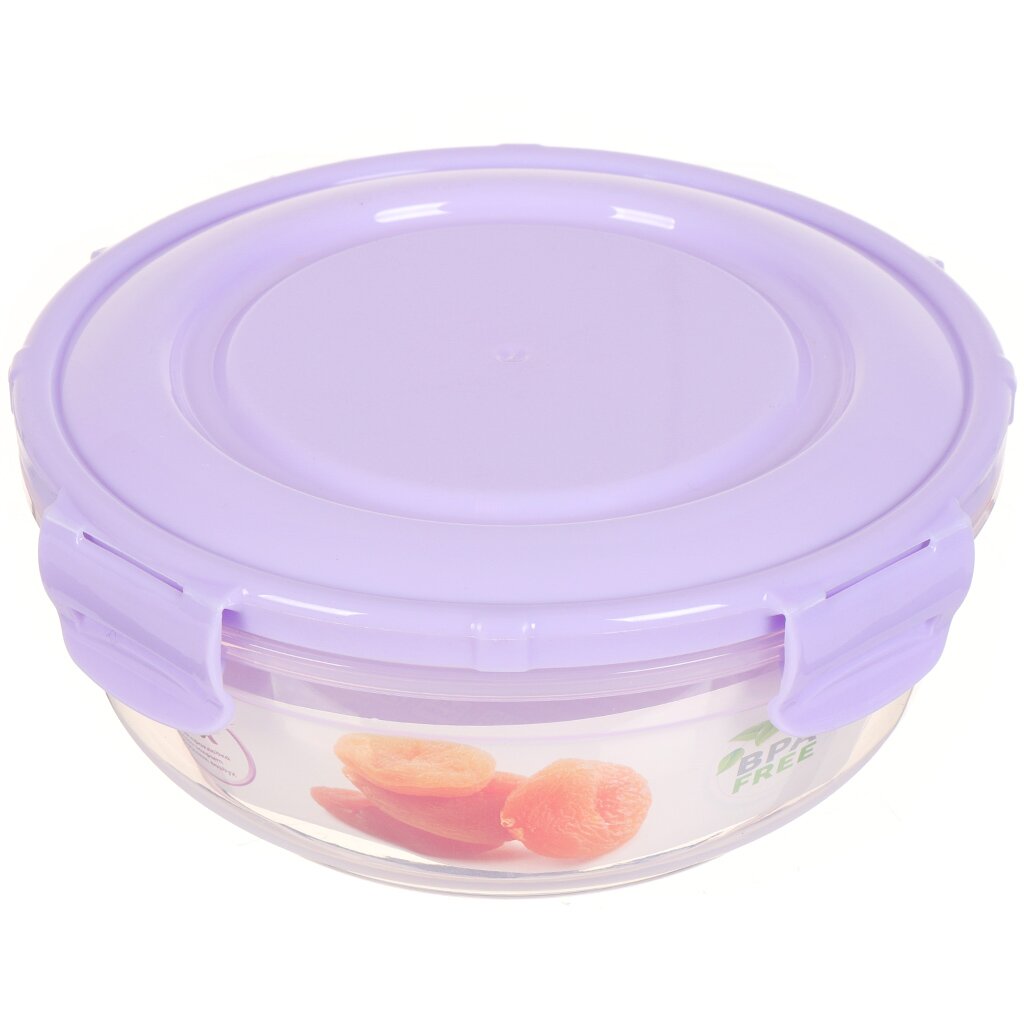 Контейнер пищевой пластик, 1.35 л, круглый, воздухонепроницаемый, 30503 контейнер пищевой пластик 27х11х7 5 см для яиц spe m zx22 25