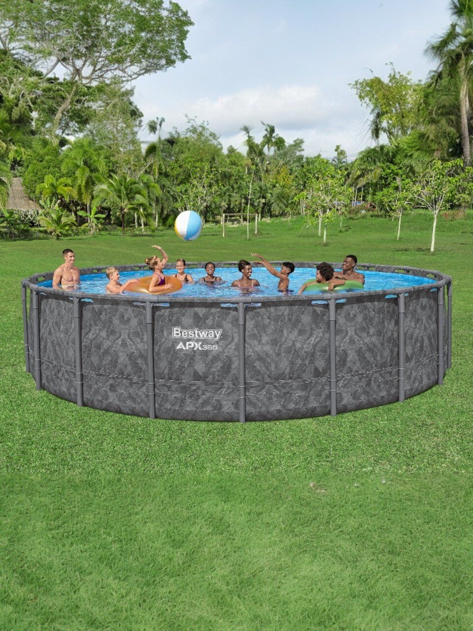 Бассейн каркасный Bestway, 610х132 см, 561KE, фильтр-насос, лестница, тент, 33240 л, полисферы