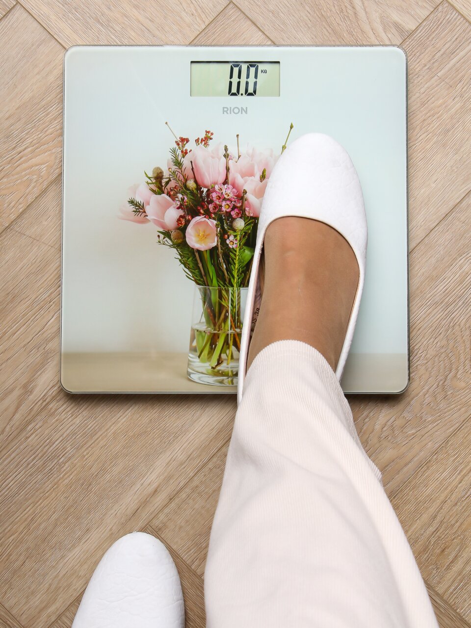 Весы напольные электронные, Rion, Цветы PT-973, стекло, до 180 кг