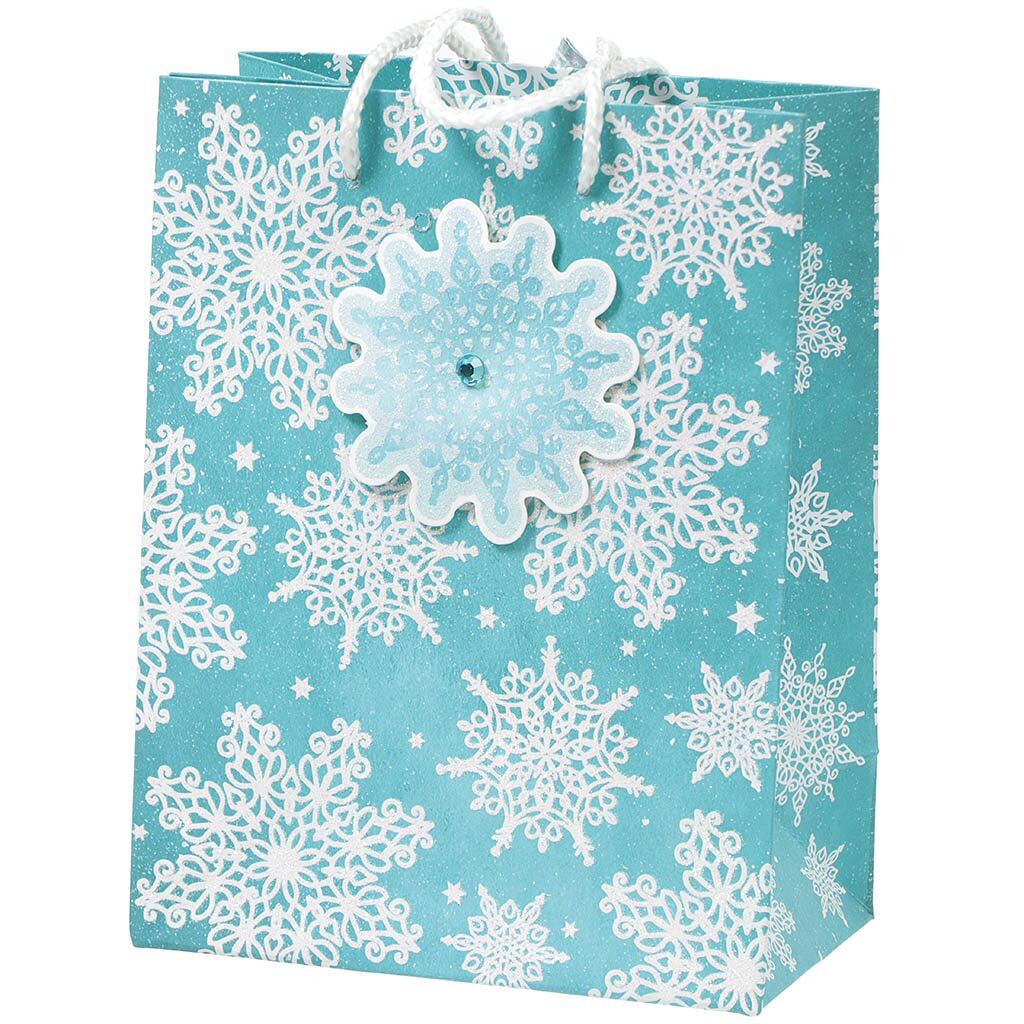 Пакет подарочный Сверкающие снежинки 75338, 17.8х22.9х9.8 см
