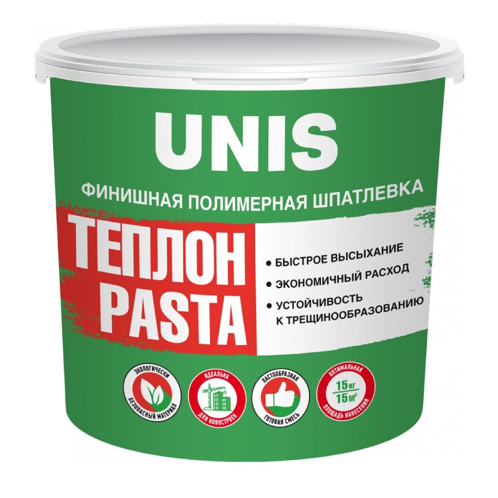 Шпатлевка Unis, Теплон Pasta, финишная, белая, 5 кг шпаклёвка гипсовая для заделки швов unis gipsseam gs 110 5 кг