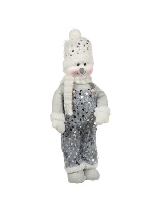Фигурка декоративная текстиль, Снеговик, 24х12х54 см, серая дымка, Y4-9367