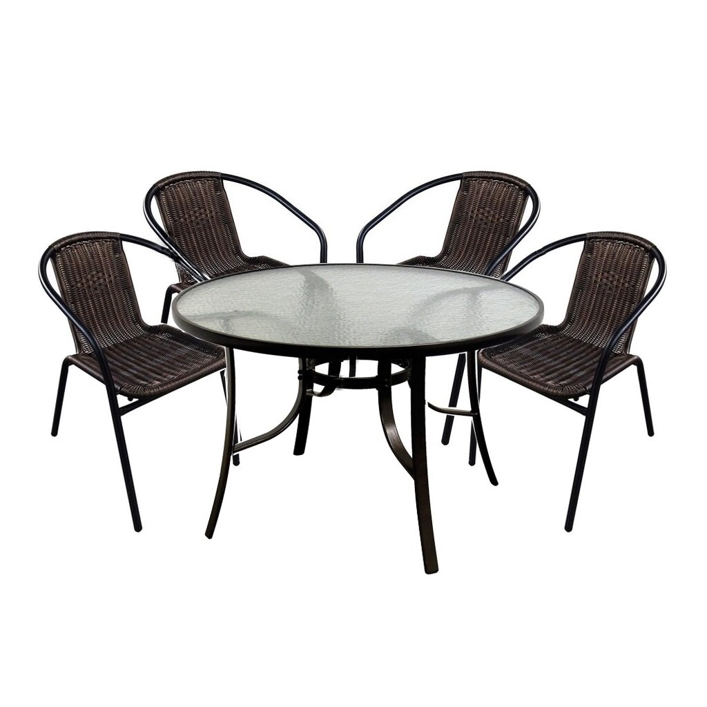 Мебель садовая Марсель (стол, стул 4 шт) WR2719, ZRTA053, коричневая