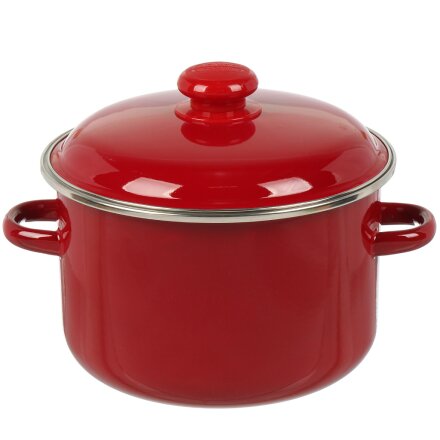 Кастрюля эмалированная сталь, 4 л, крышка сталь, цилиндрическая, Сибирские товары, 9MD201P, вишневая, индукция