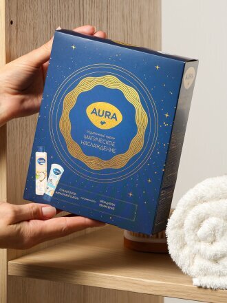 Набор подарочный для женщин, Aura, Молочный смузи, гель для душа 250 мл, крем для рук, увлажняющий 75 мл