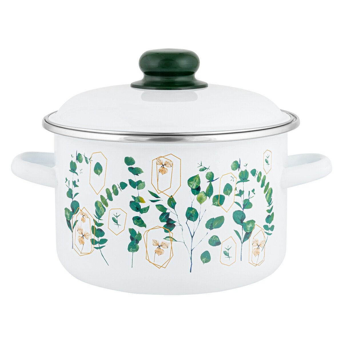 Кастрюля эмалированная сталь, 2 л, крышка сталь, Appetite, Florena, 1RD161M, индукция