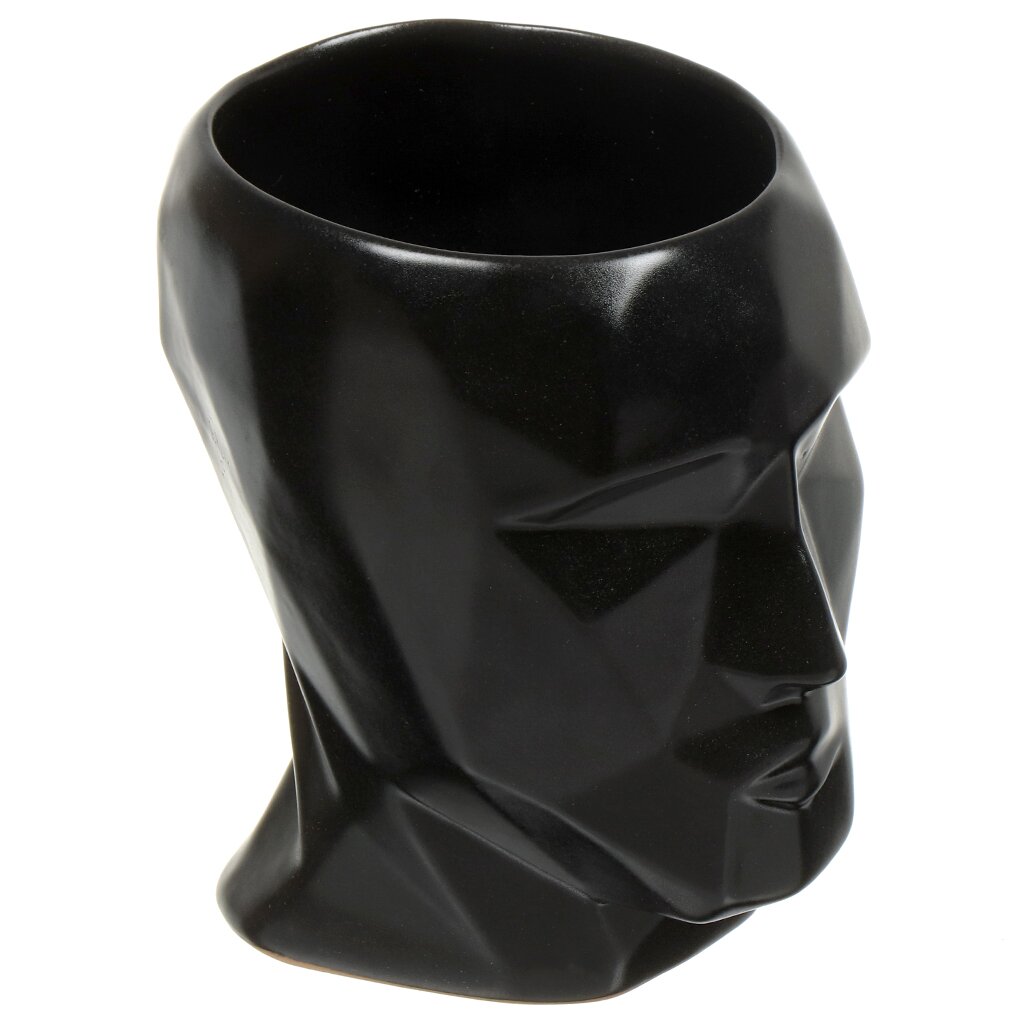 Кашпо керамика, черное, Голова Кай 1 Сорт, 10001276 кашпо с вкладышем из коковиты сфера ø 25 см