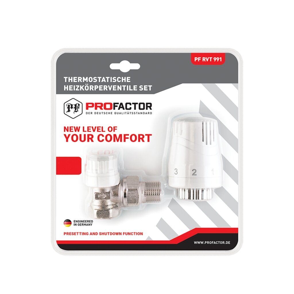 Комплект термостатический для радиатора, 1/2", угловой, ProFactor, PF RVT 991