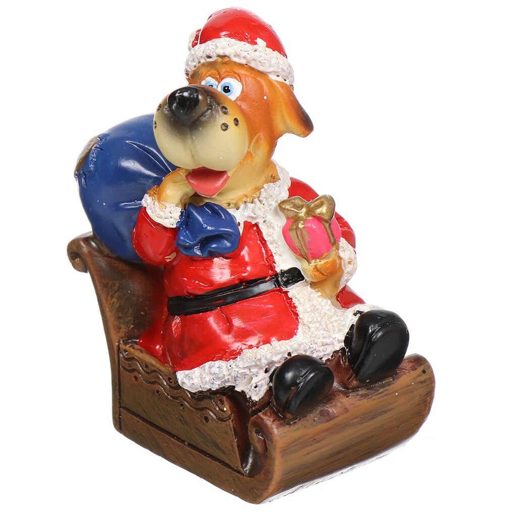 Фигурка декоративная Собачка Санта 23430, 5х3х6 см