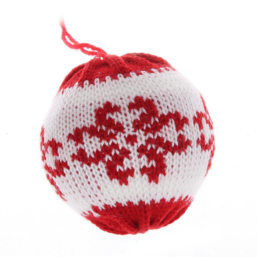 Елочный шар Monte Christmas, Вязаный узор с цветком, бело-красный, 8 см, упаковка пакет, N6351042