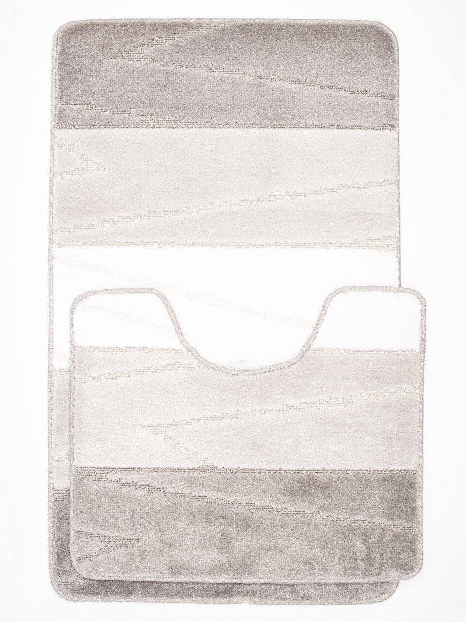 Комплект ковриков для ванной, антискользящий, 2 шт, 0.6х1.0, 0.5х0.6 м, 12 мм м, серый, Aqua-Prime, Enigma