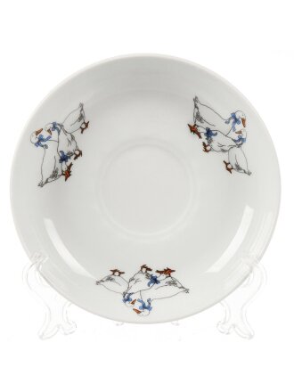 Блюдце фарфор, 15 см, круглое, Гуси, Добрушский фарфоровый завод, 9С1428Ф34