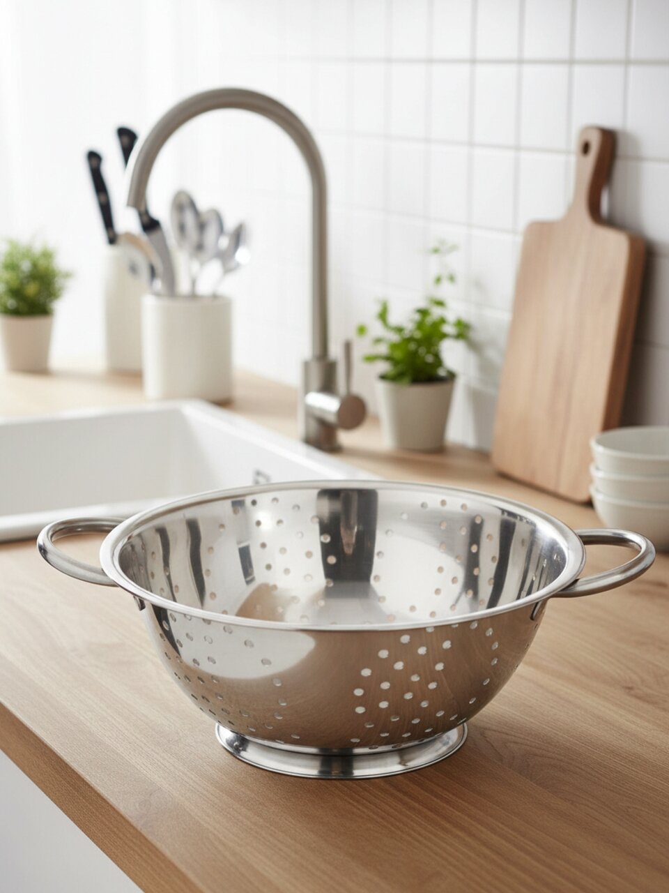 Дуршлаг нержавеющая сталь, 24 см, с ручкой, на ножке, серебристый, GS-08125-24