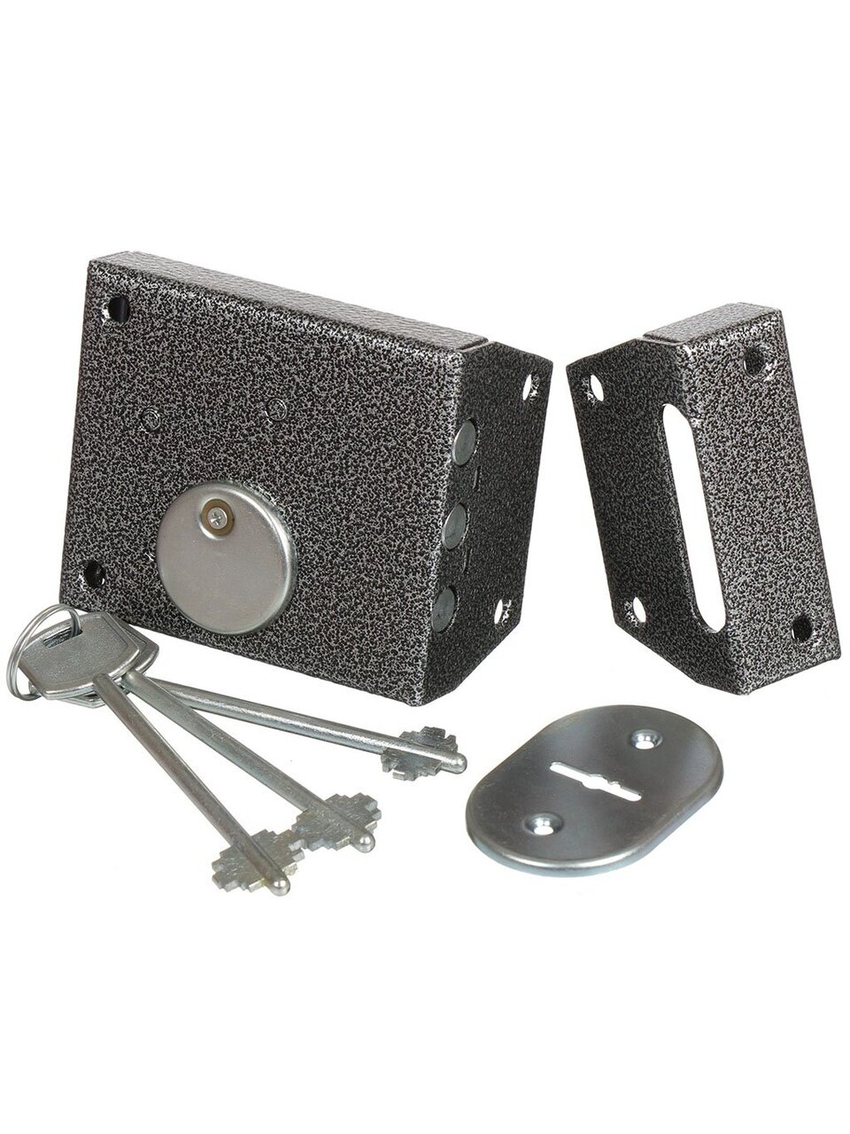 Замок накладной дверной, Зенит, ЗН4-1, 00-00000672, серебро