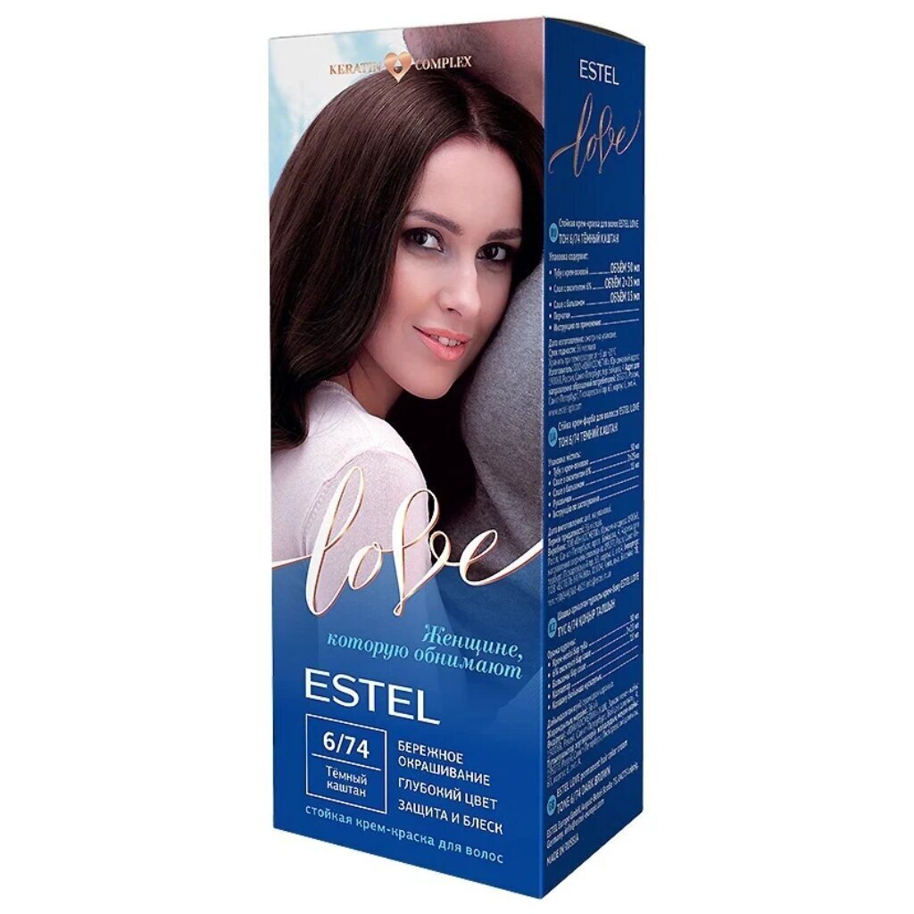 Краска-крем для волос, Estel, Love, 6/74, темный каштан, 1150 мл