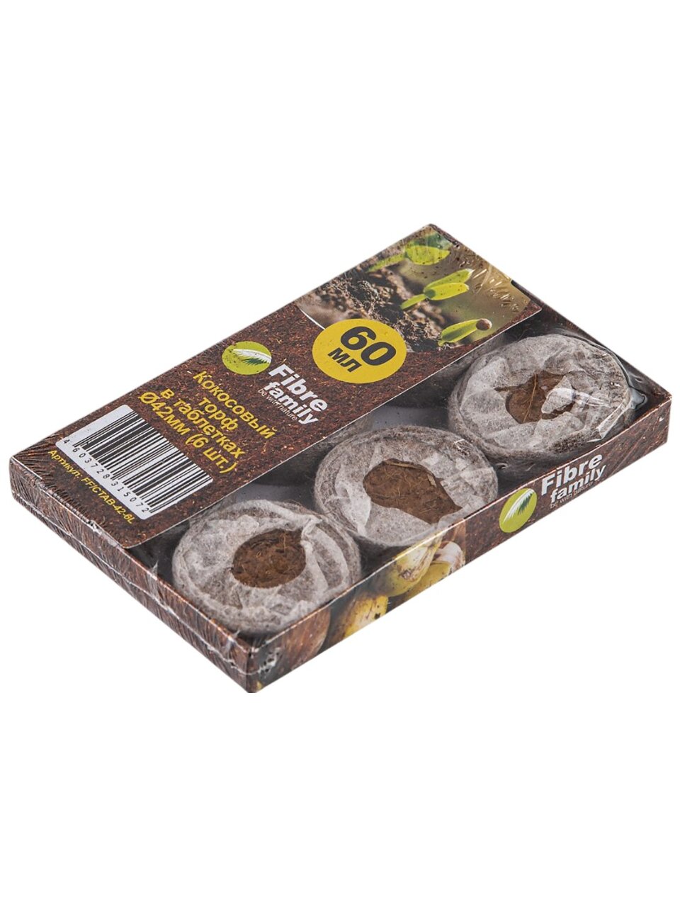 Таблетка кокосовая 42 мм, 6 шт, Fibre Family
