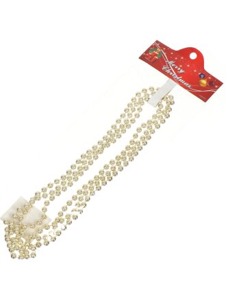 Бусы новогодние пластик, 0.8х200 см, круглые, шампань, SY18ZL-06LC