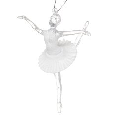 Елочное украшение Балерина, белое, 14 см, пластик, SYYKLA-191997