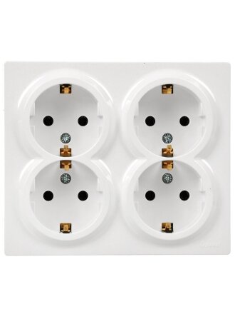 Розетка открытой установки, 4 гнезда, с заземлением, 16 А, 220 В, пластик, IP20, белая, закрытый корпус, Lezard, Leto, 752-0200-127BDP