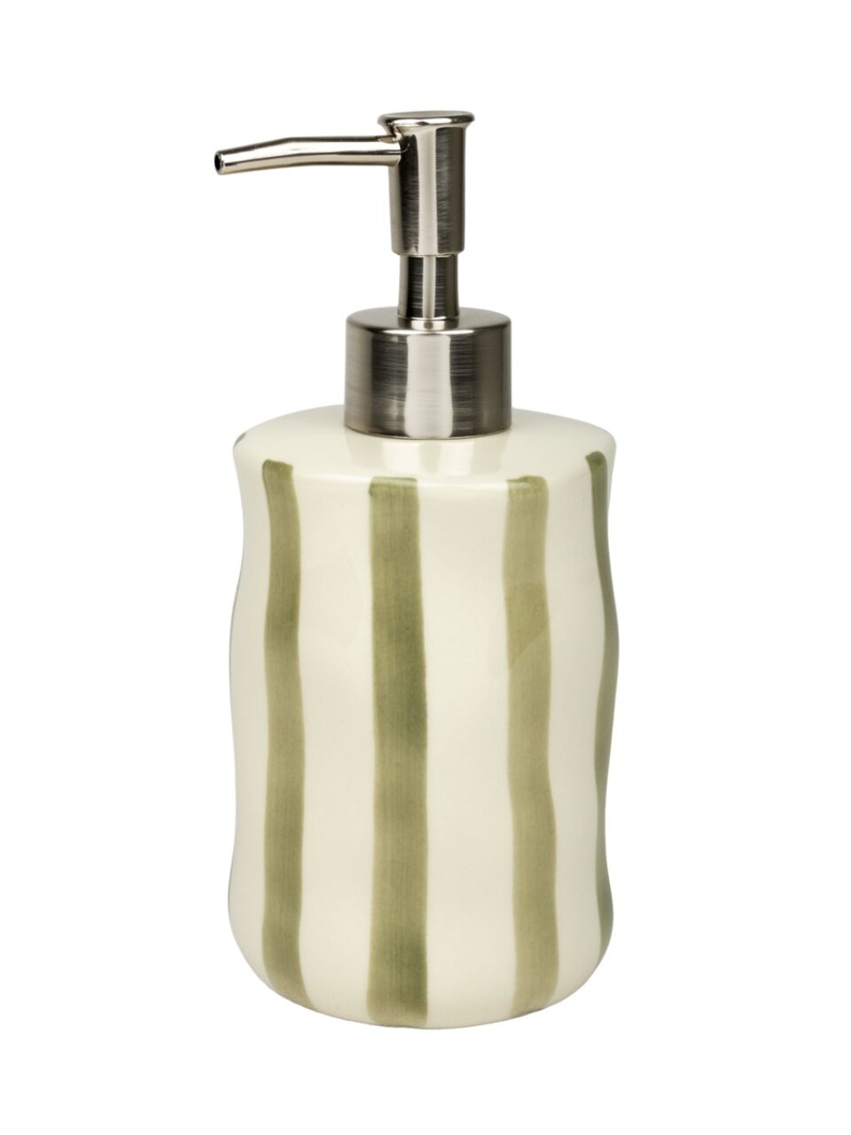 Дозатор для жидкого мыла, Zenfort, Ривьера, керамика, 8х17.4 см, зеленая полоска, 106437
