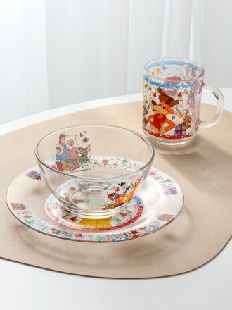 Набор детской посуды стекло, 3 шт, Зима в Простоквашино, подарочная упаковка, 317181