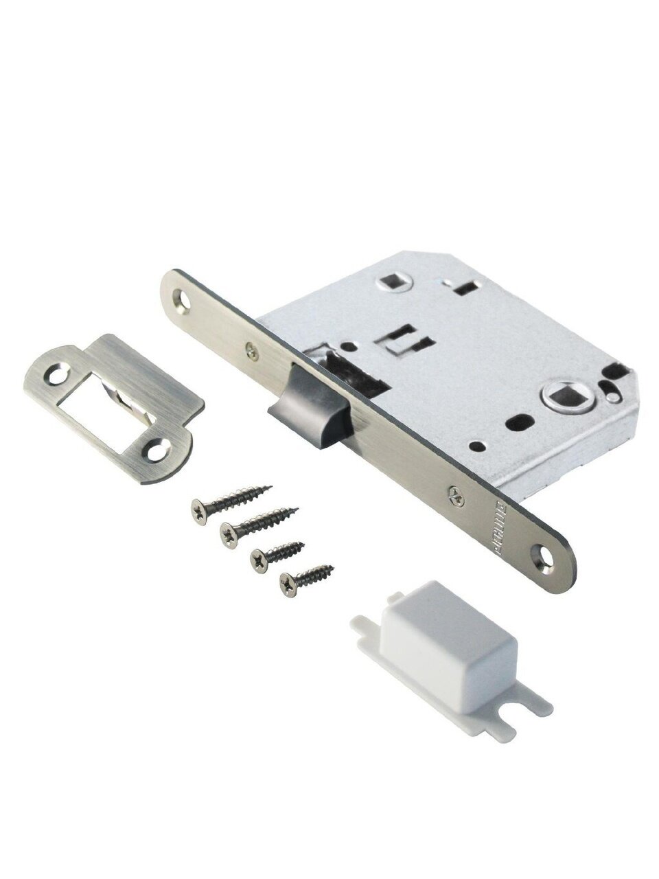 Защелка врезная, Аллюр, L7050PR SN, 11563, с фиксатором, овальная планка, 18 мм, матовый никель