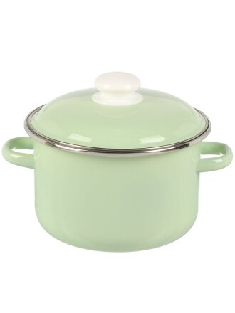 Кастрюля эмалированная сталь, 3 л, крышка сталь, цилиндрическая, Сибирские товары, 9MD181P, салатовая, индукция