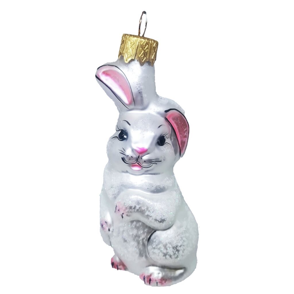 Елочное украшение Кролик, 10 см, стекло, АУ-369