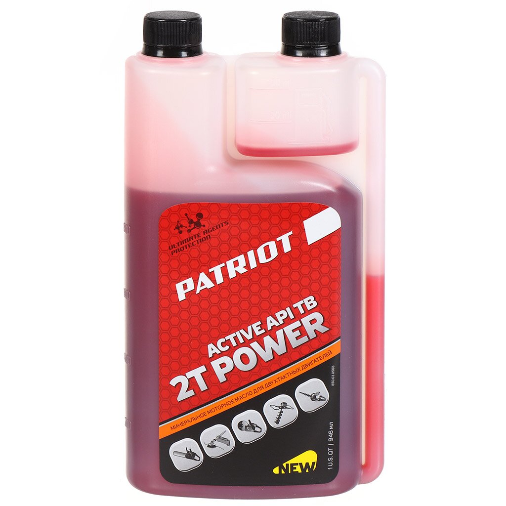 Масло машинное минеральное для двухтактного двигателя Patriot Power Active 2T 0946 л с дозатором 850030568 809₽