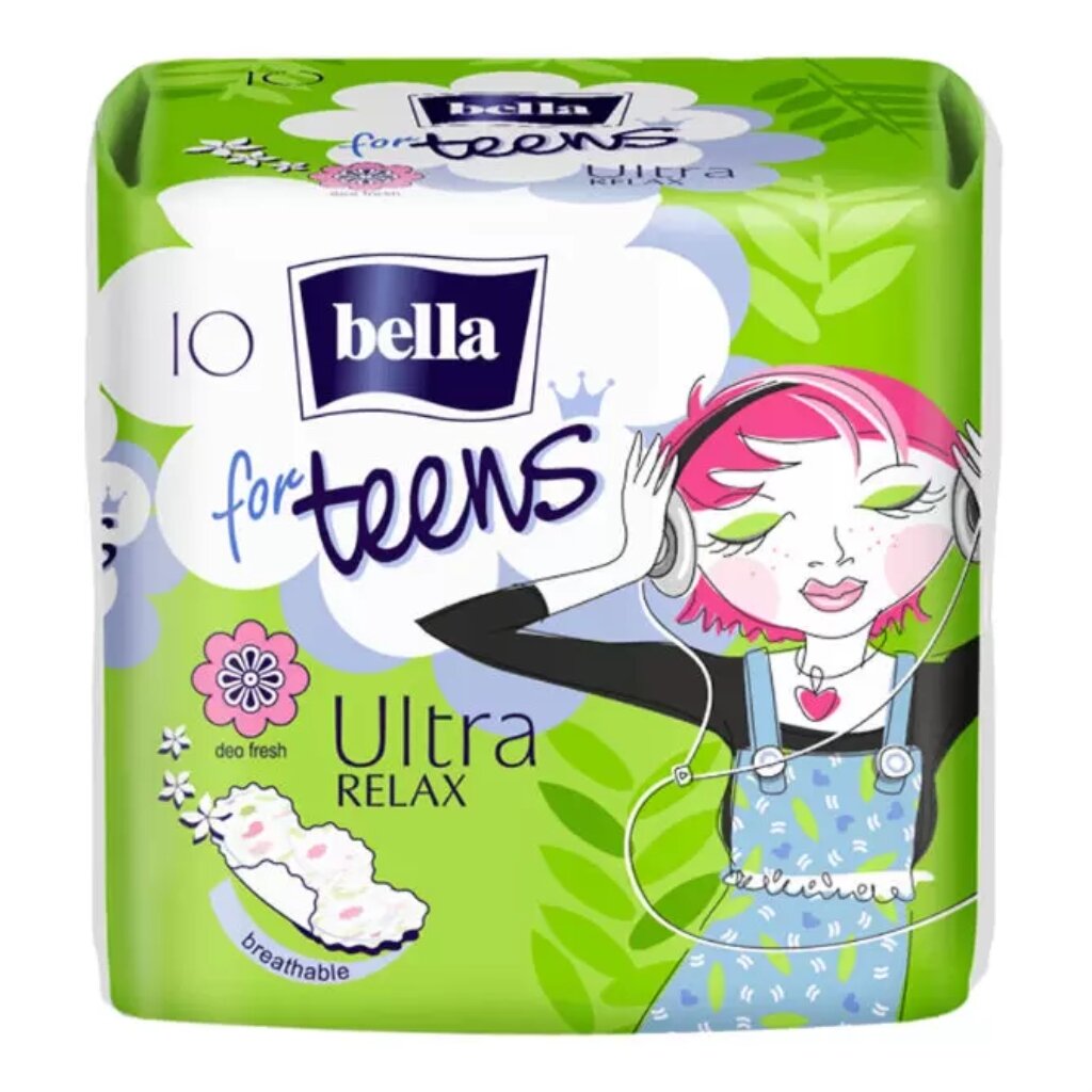 Прокладки женские Bella, for teens Ultra relax, 10 шт, BE-013-RW10-259 прокладки женские bella green tea 10 шт с экстрактом зеленого чая be 012 rw10 098