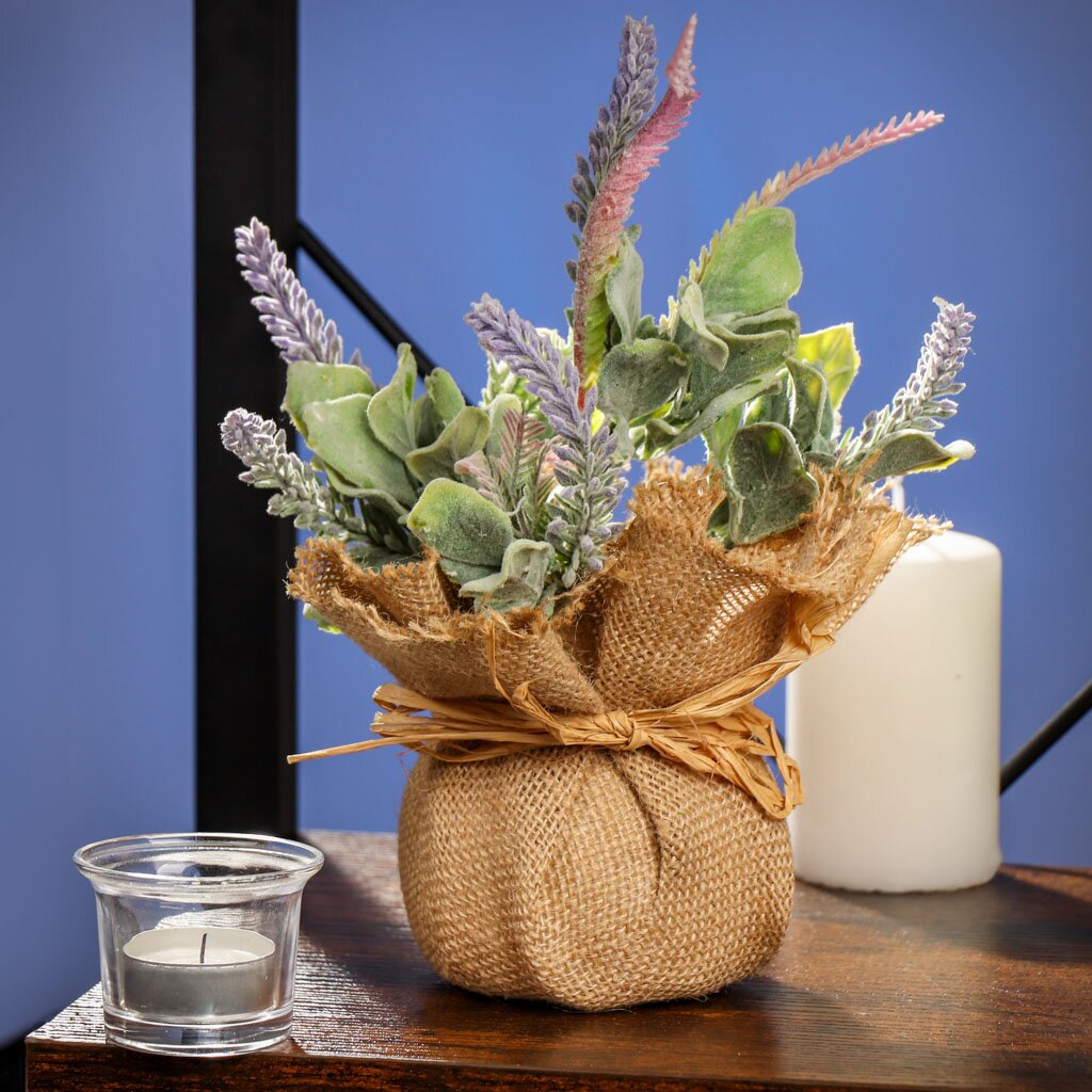 Цветок декоративный Лаванда, в кашпо, 10х26 см, Y4-5311 ок искусственный декоративный трава в кашпо 12х4 см y4 7900