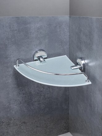 Полка для ванной стекло, настенная, угловая, РМС, A9011